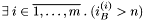 $ \exists \: i \in \overline{1,\ldots,m} \: . \: (i_B^{(i)} > n) $